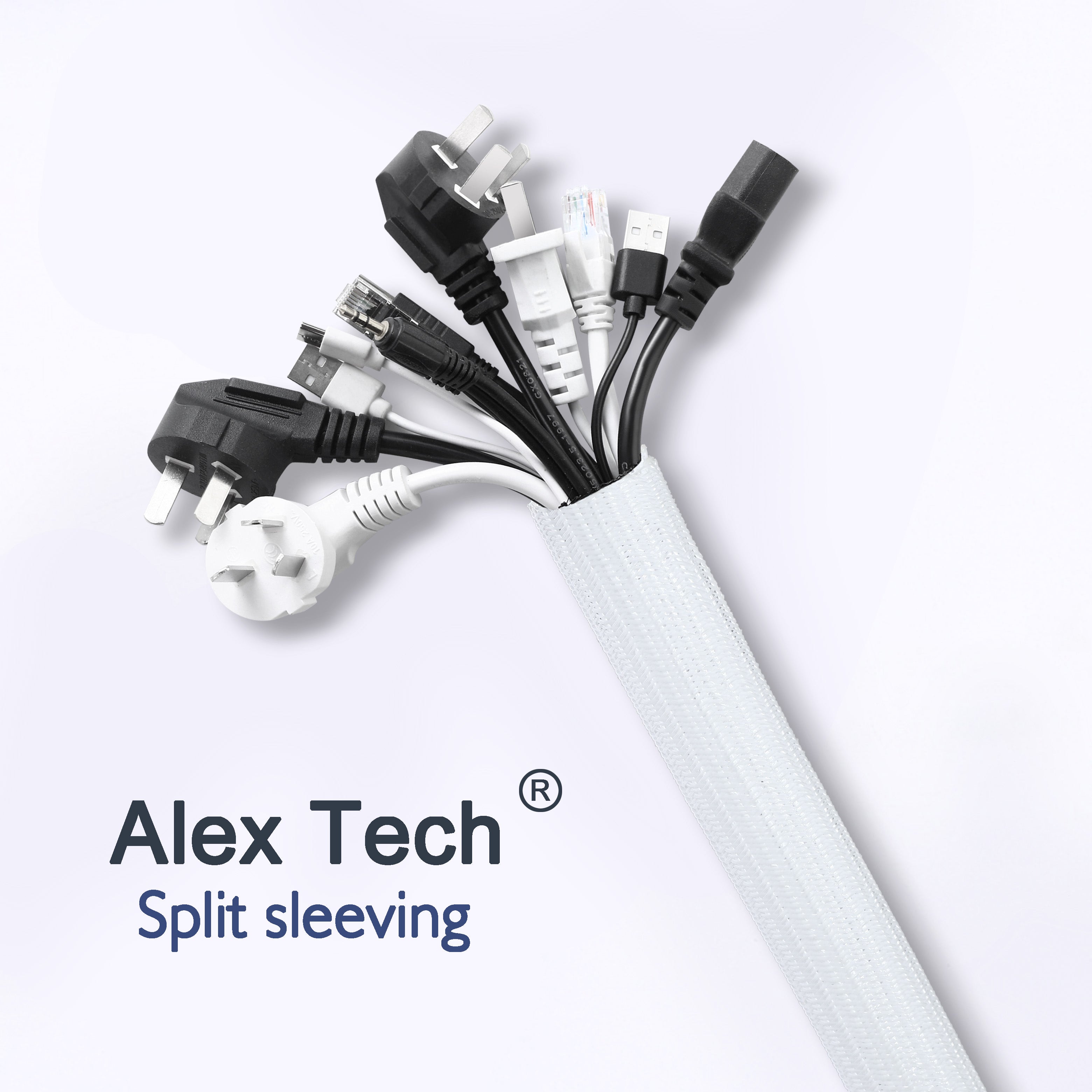 Alex Tech Split Sleeving, 3-Size Set — 1/4" 10ft, 1/2" 10ft, 3/4" 10ft