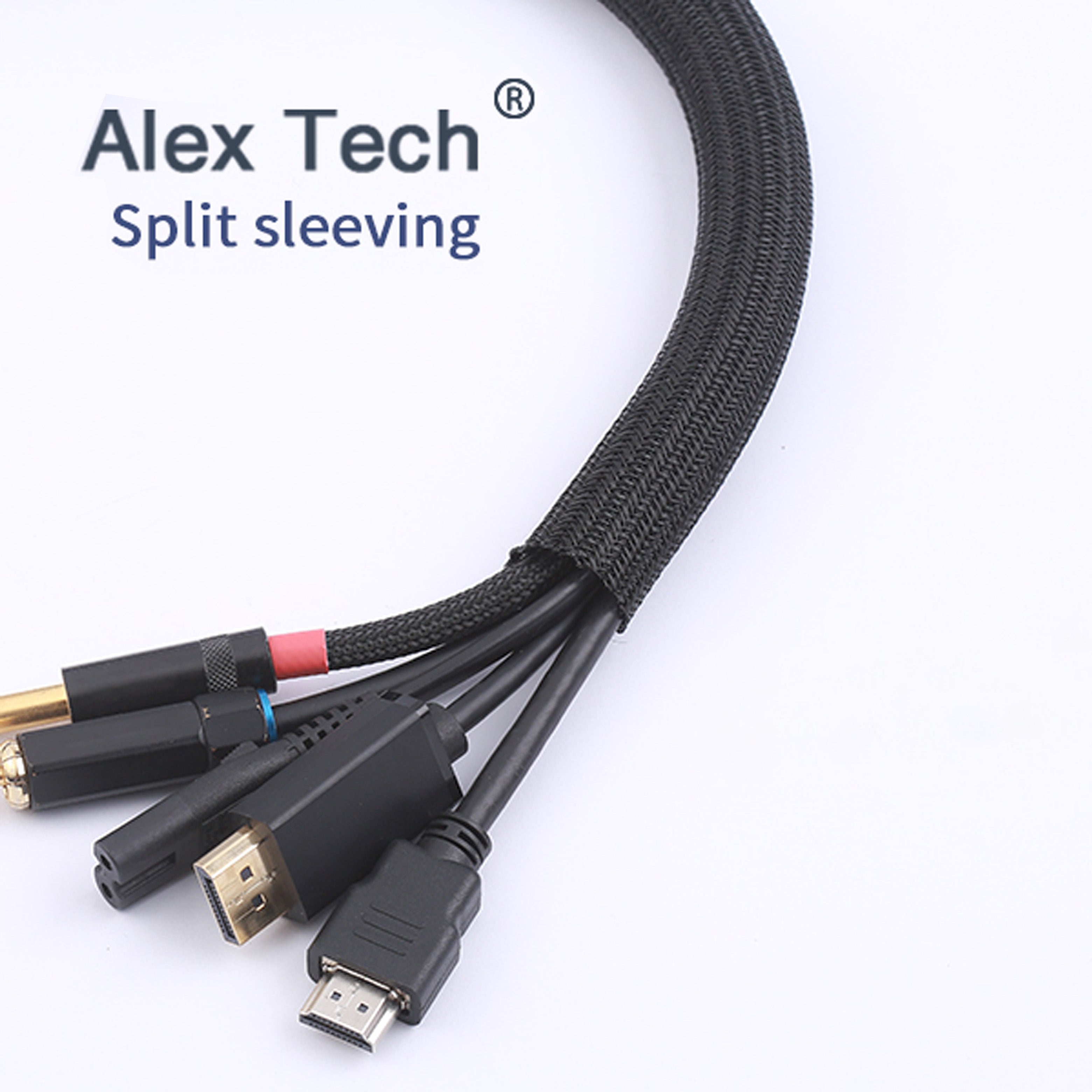 Alex Tech Split Sleeving, 3-Size Set — 1/4" 10ft, 1/2" 10ft, 3/4" 10ft